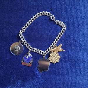 Vintage Sterling Silver Chain Bracelet with Charms